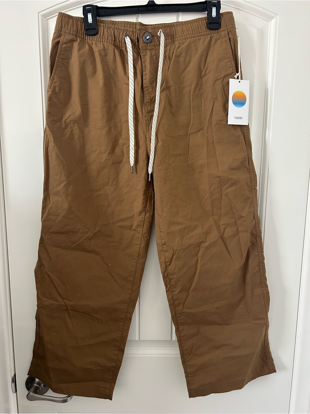 New Vuori Women’s Ripstop Crop wide leg Pant Large in Tobacco 24'' inseam
